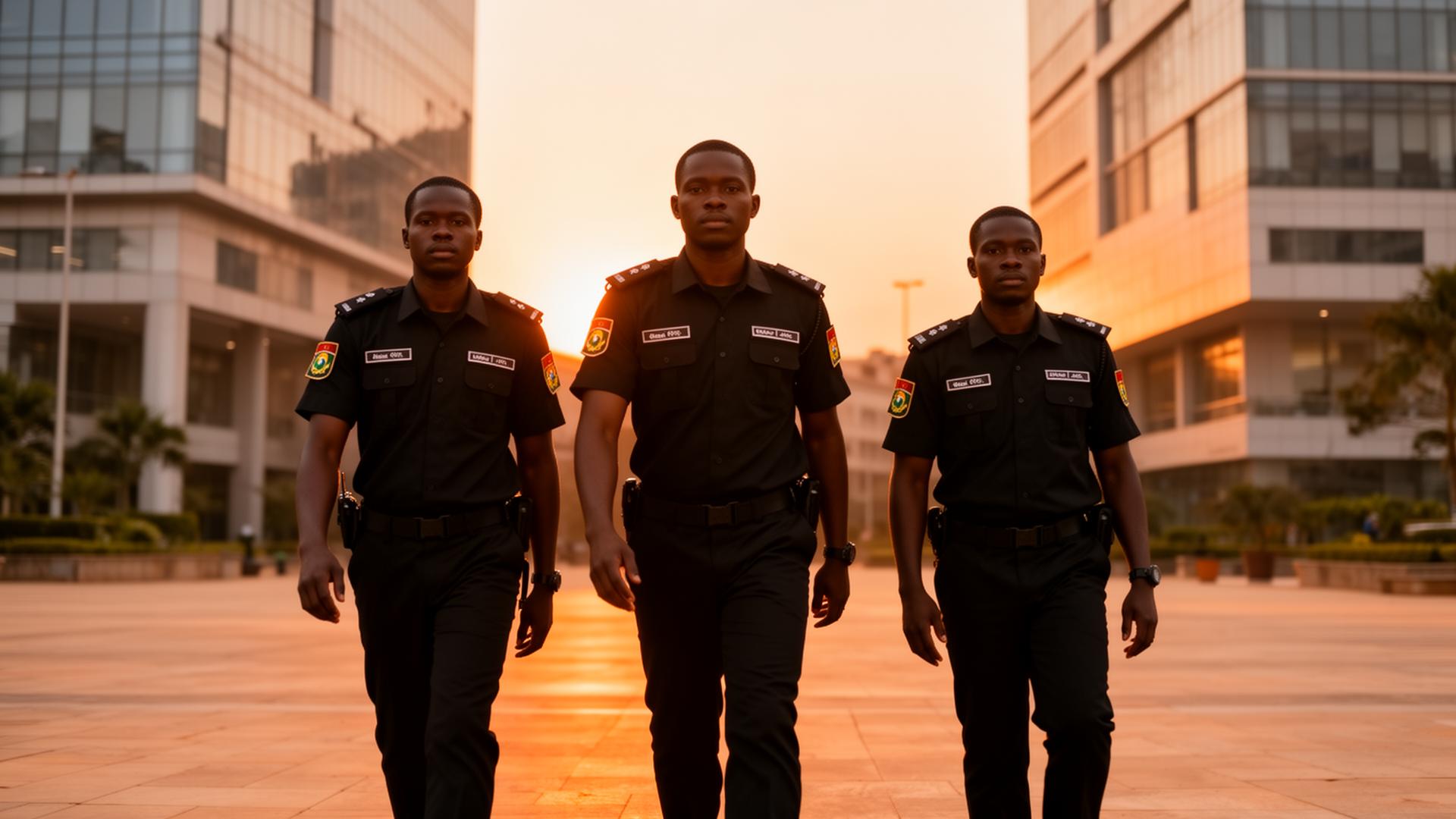Offin guards on patrol at golden hour