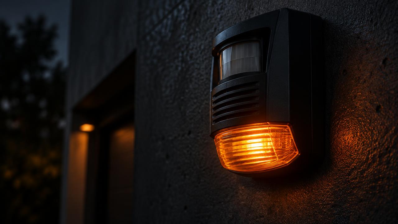Intruder alarm siren and motion sensor with a strobe light